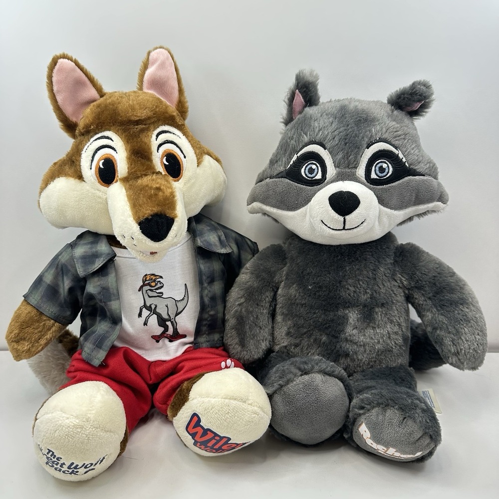 GREAT WOLF PACK Build-a-Bear Lot of 2 WILEY WOLF and Rachel Racoon BAB 16''